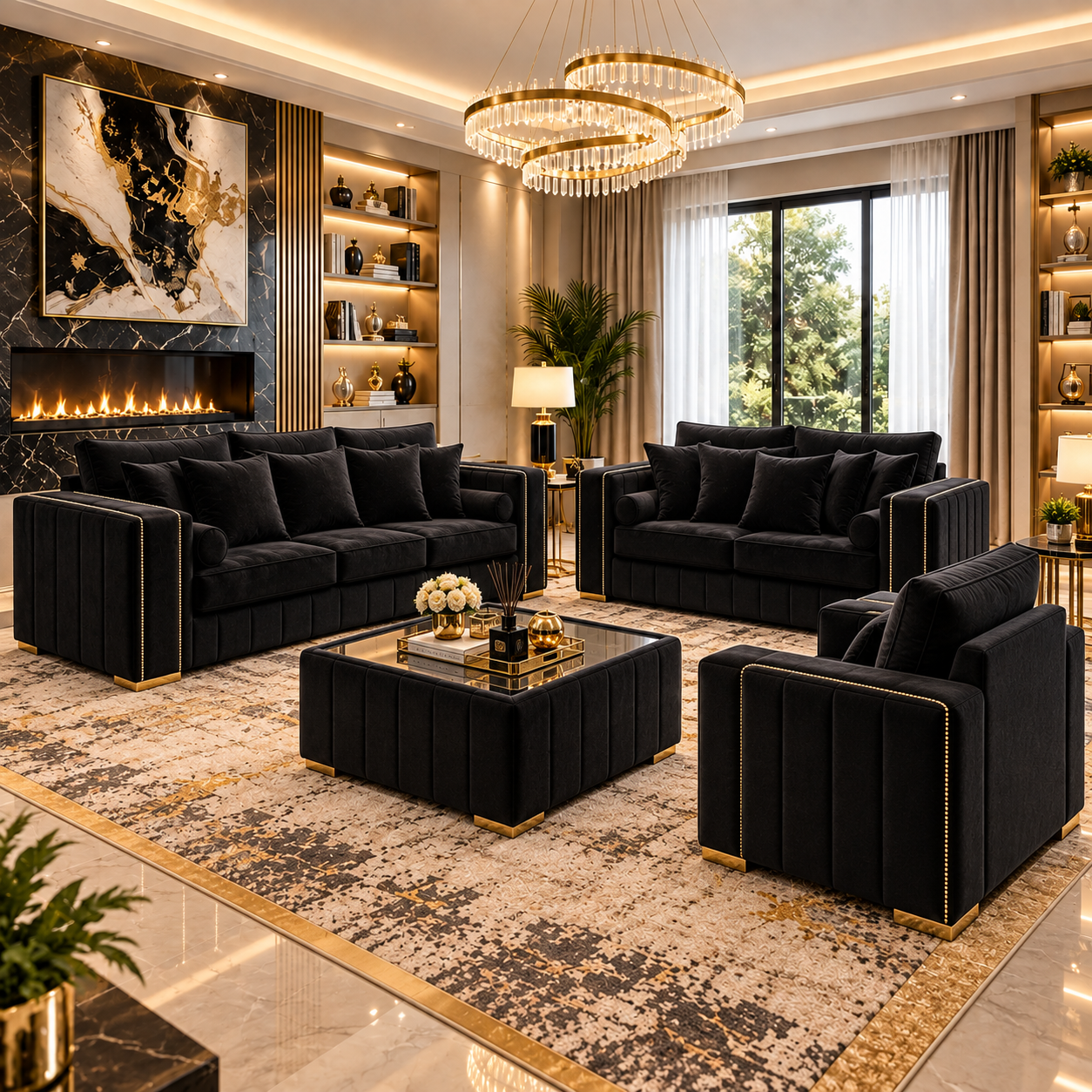 Norvayne Noir 5 Seater Corner Sofa