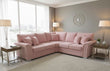 Monarch Seat Corner Sofa In Baby Pink Plush Velvet Fabric