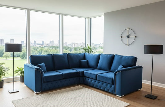 Linton Luxe Corner Sofa In Plush Velvet Fabric