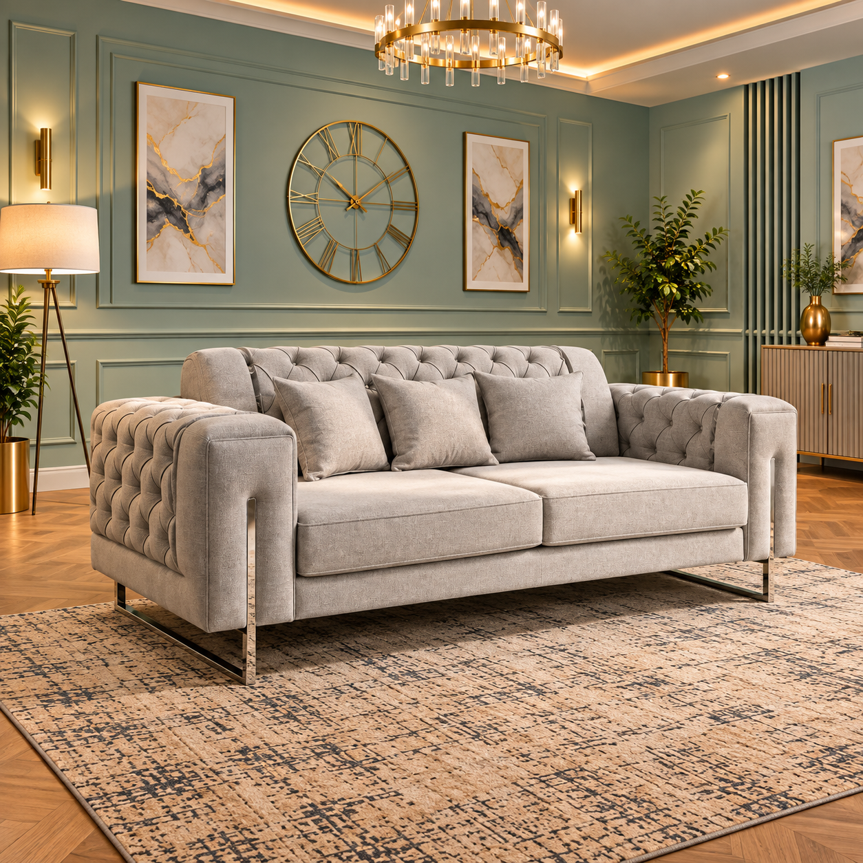 The Solstice 2 Seater Luxury Sofa In Plush Velvet Fabric