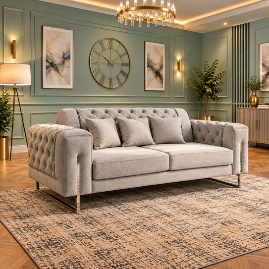The Solstice 2 Seater Luxury Sofa In Plush Velvet Fabric