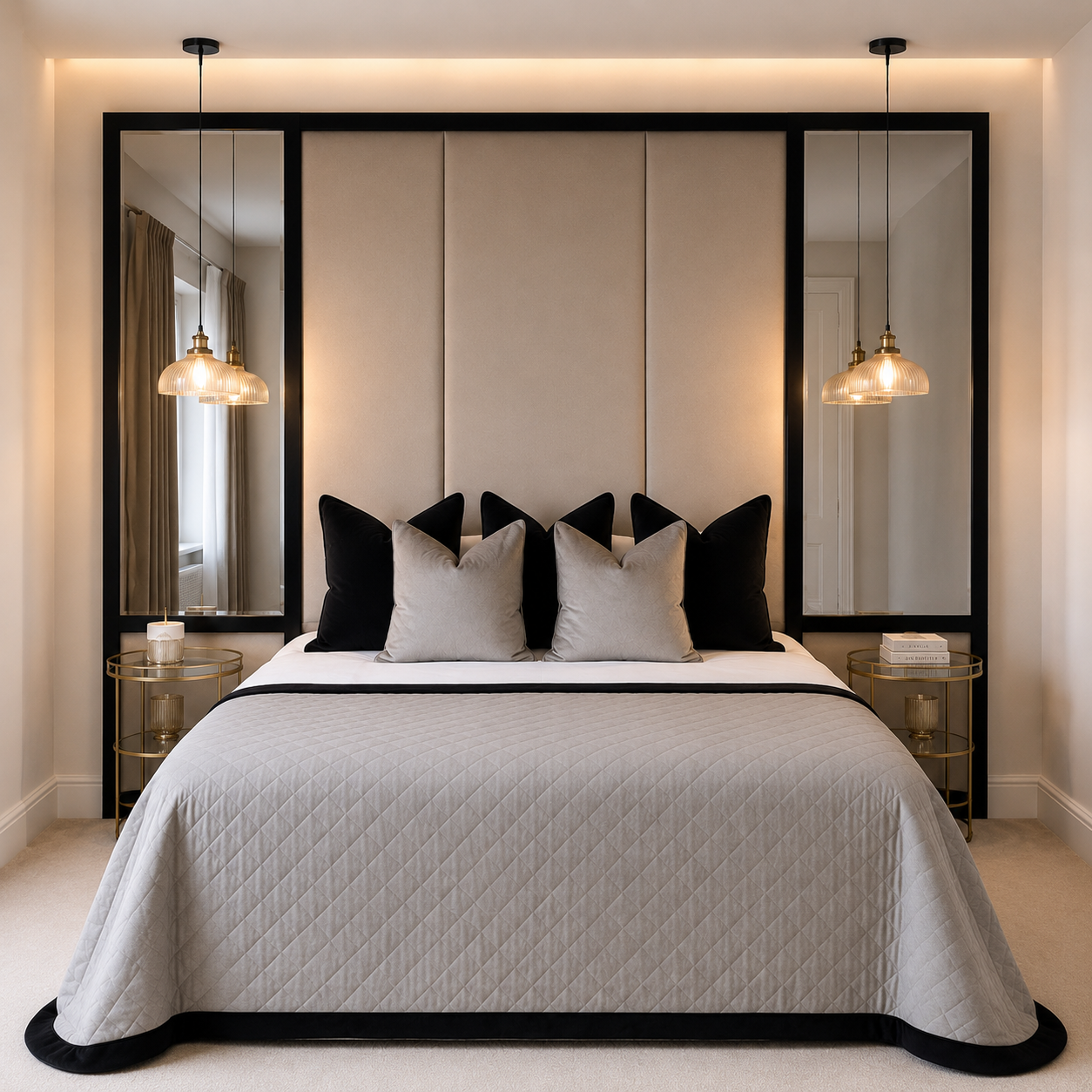 Fiona Panel Mirrored Bed Frame