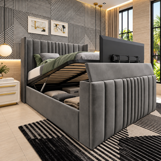 Manhattan Linestyle Upholstered TV Bed Frame
