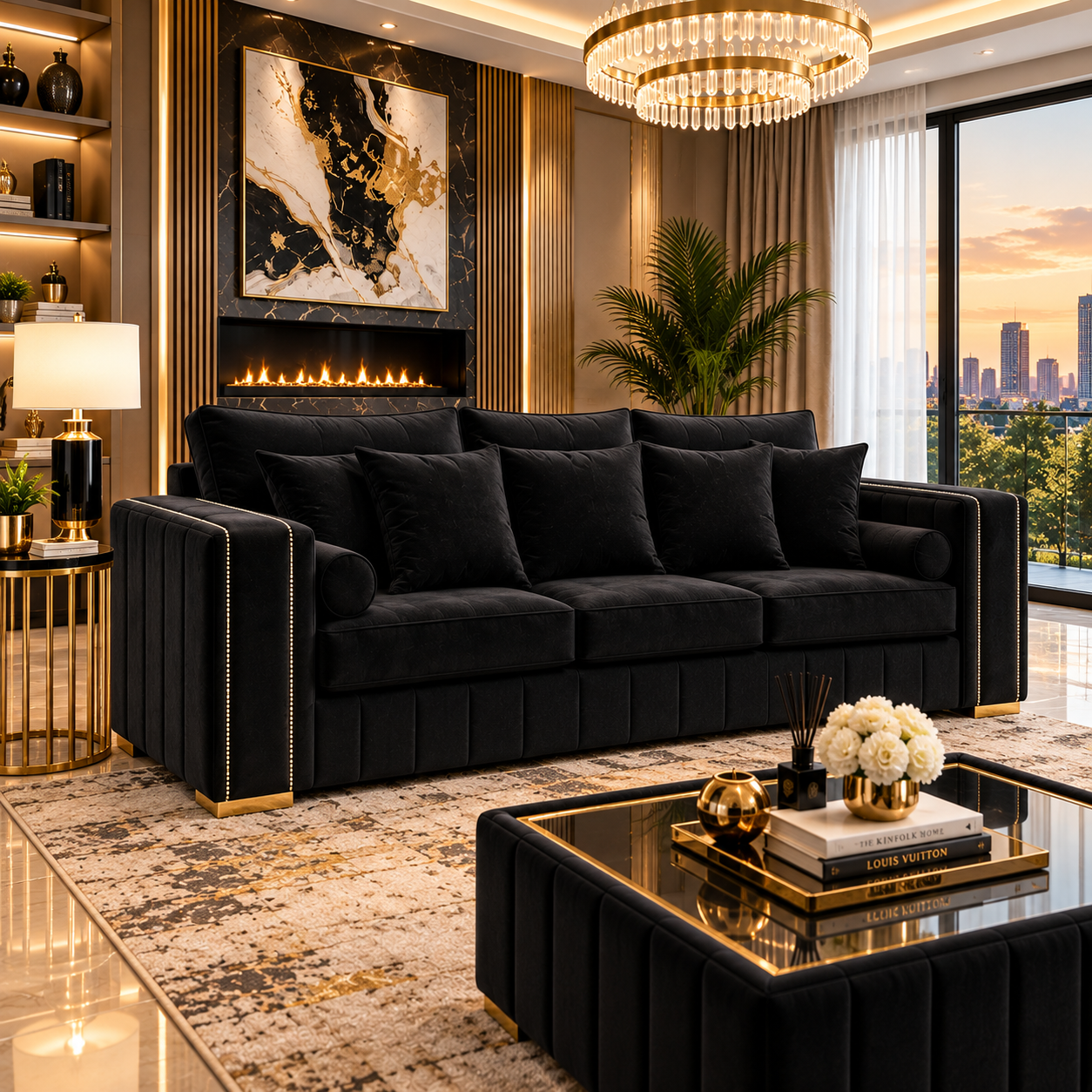 Norvayne Noir 5 Seater Corner Sofa