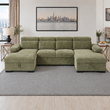 Hudson U Shape Corner Sofabed in Green