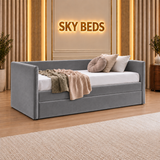 Prague Upholstered Guest Room Single Trundle Sofabed