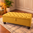 Luxury Handmade Chesterfield Deep Buttoned Plush Velvet Footstool Coffee Table with Castor Legs