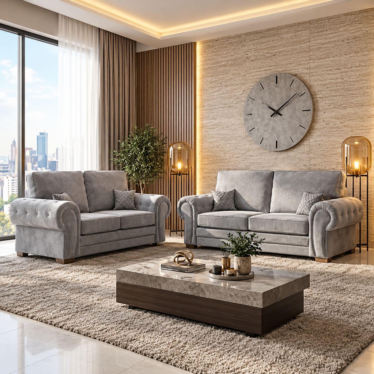 Gumball 3 and 2 Seater Modern Sofa In Luxury Lounge