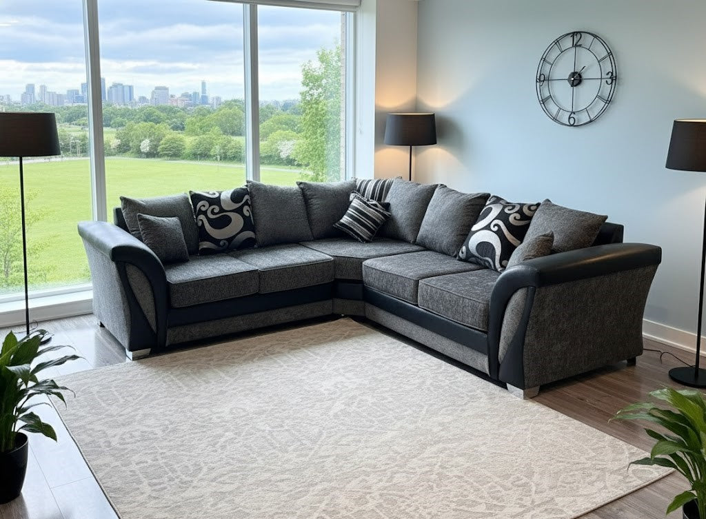 Easton Curve Modern Corner Sofa In Plush Velvet Fabric