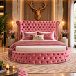 Lunavelle Signature Round Bed Frame | Deep Buttoned Velvet Bed Frame