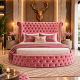 Lunavelle Signature Round Bed Frame | Deep Buttoned Velvet Bed Frame