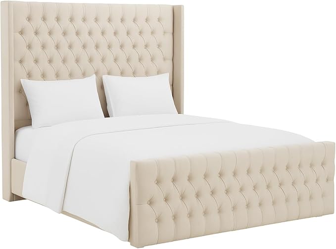 Berlin Cream Chesterfield Wingback Bed