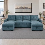 Moscow U Shape Corner Sofa bed in Blue