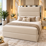 Raventino Duo Panel Luxury Upholstered Mirror Bed Frame