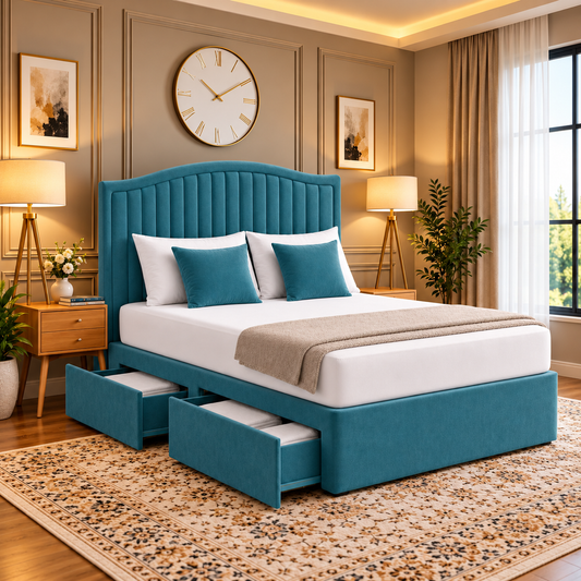 Tiverton Curved Vertical Panel Divan Bed with Storage