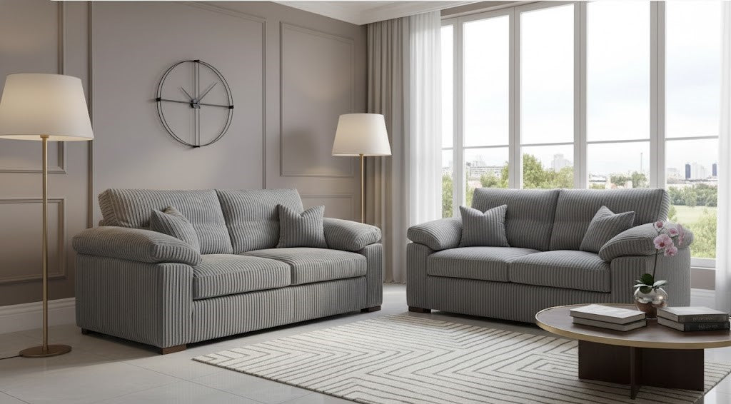 Lockridge Grace 3 And 2 Seater Sofa In Plush Velvet Fabric