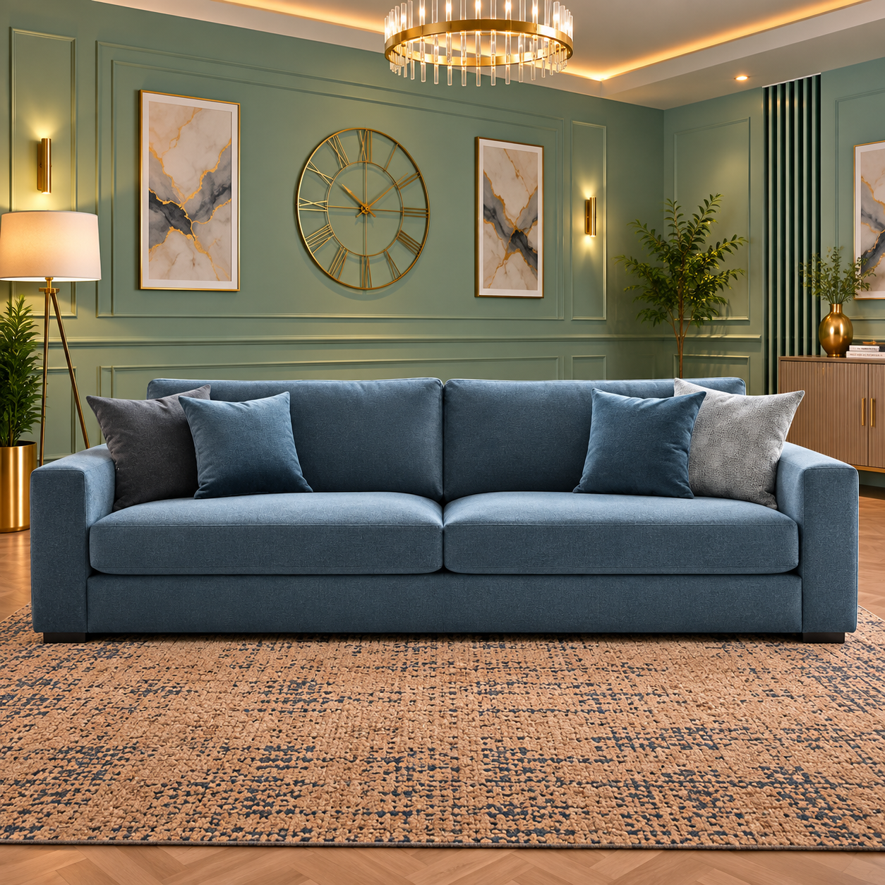 Whitmore 4 Seater Modern Sofa In Plush Velvet Fabric