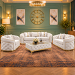 The Flint Grain Sofa Set Chesterfield In Plush Velvet Fabric