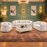 The Flint Grain Sofa Set Chesterfield In Plush Velvet Fabric