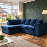 The Windsor Quilt L-Shaped Modern Sofa In Plush Velvet Fabric