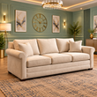 Zircon 3 Seater Lounge Sofa In Cream Plush Velvet Fabric
