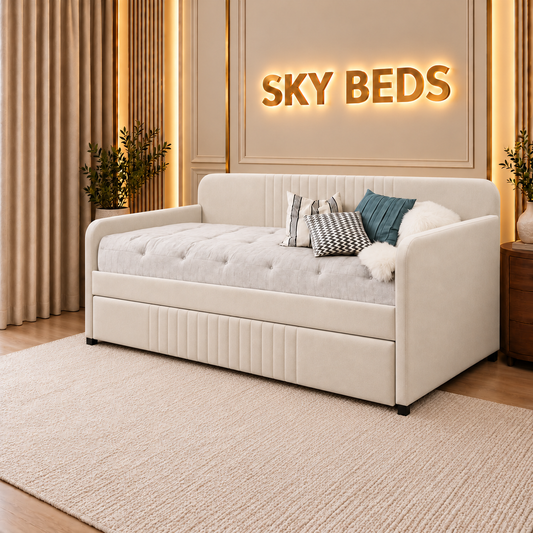 Phillips Upholstered Guest Room Single Trundle Sofabed