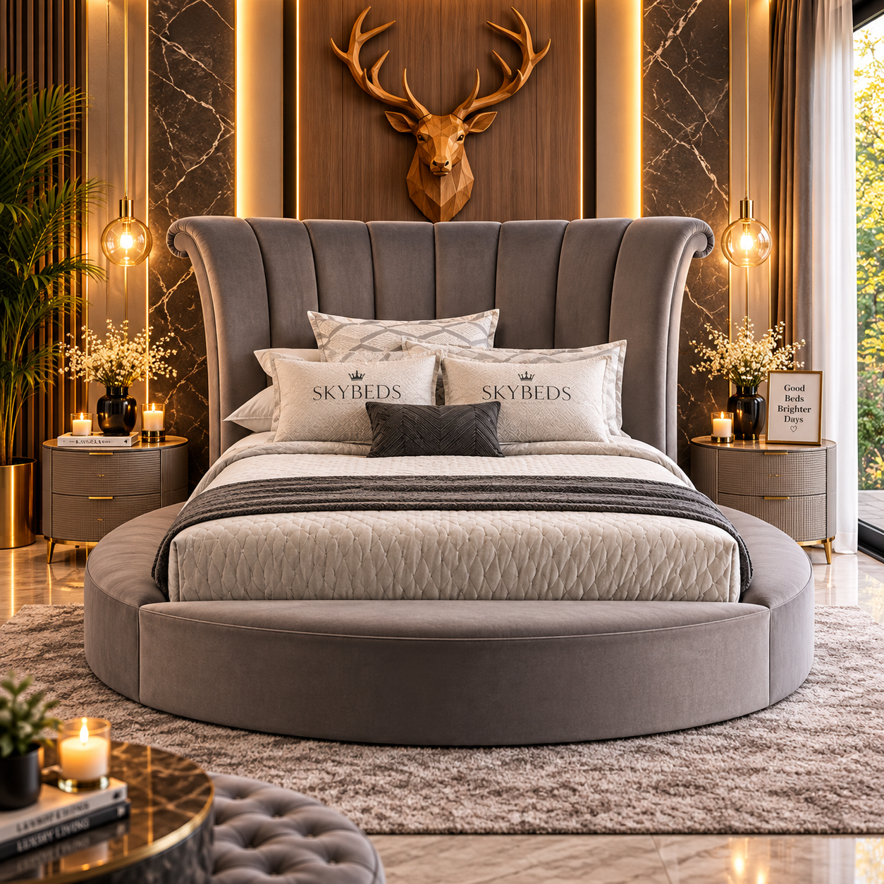 Cavello Prestige Round Luxury Vertical Panel Upholstered Bed Frame