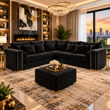 Norvayne Noir 5 Seater Corner Sofa
