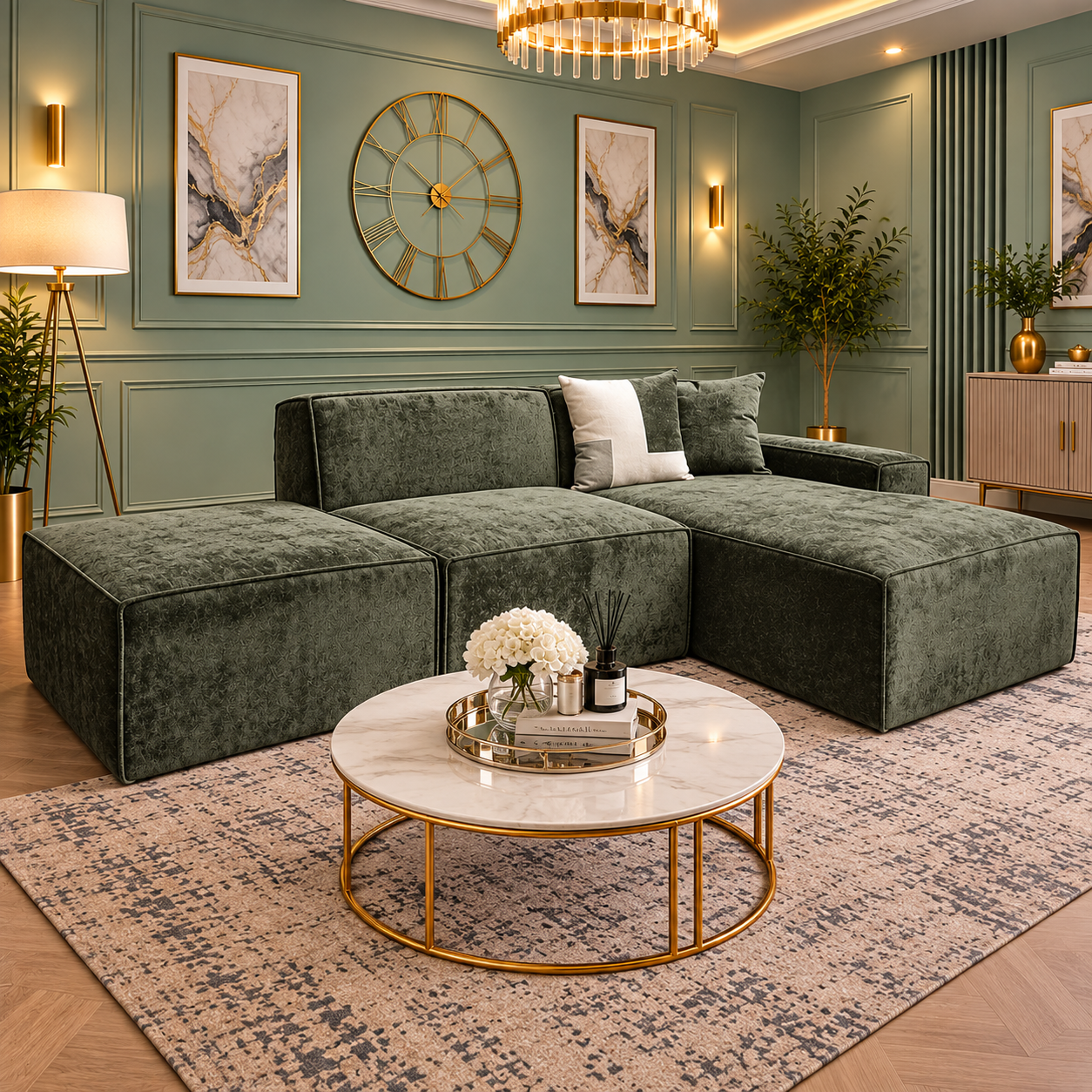 Savona Low Profile Modular Chaise Sofa