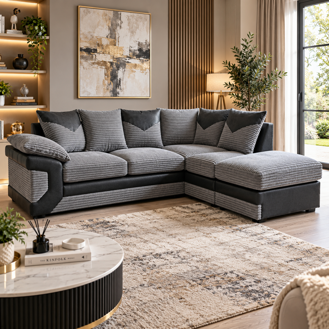 Fairview Lounge L-Shaped Sofa In Jumbo Fabric