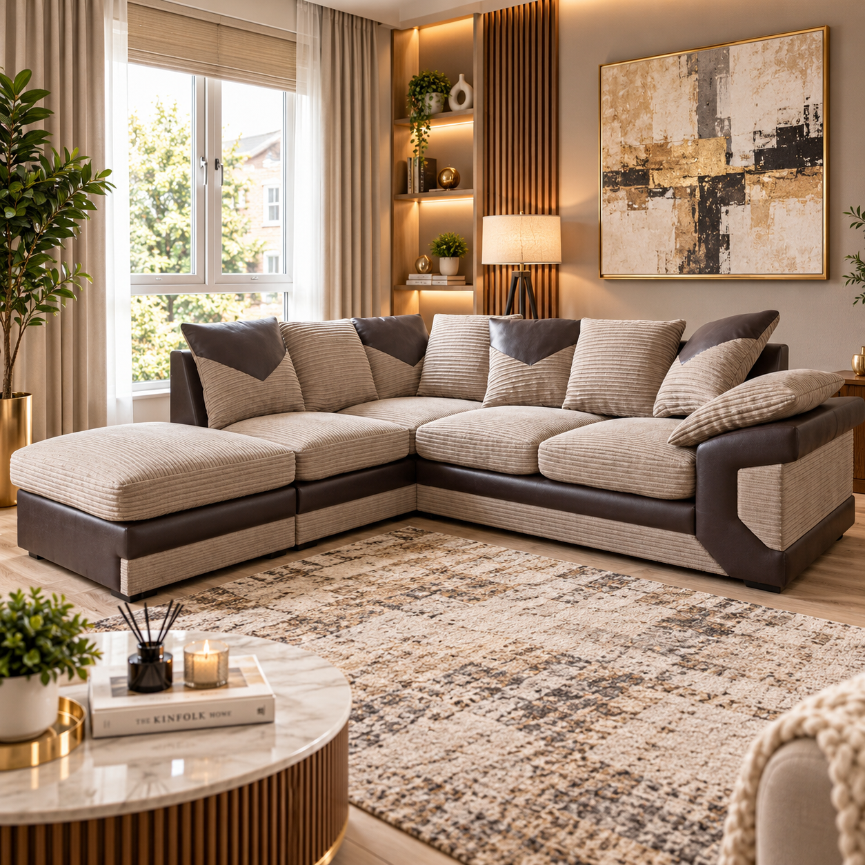 Fairview Lounge L-Shaped Sofa In Jumbo Fabric