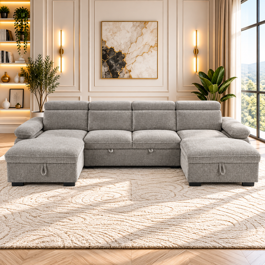 Hudson U Shape Corner Sofabed In Grey