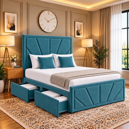 Dunmore Geometric Panel Divan Bed with Storage