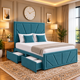 Dunmore Geometric Panel Divan Bed with Storage