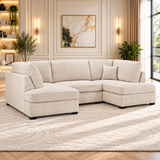 Carnaby U Shape Boucle Corner Sofa In Beige