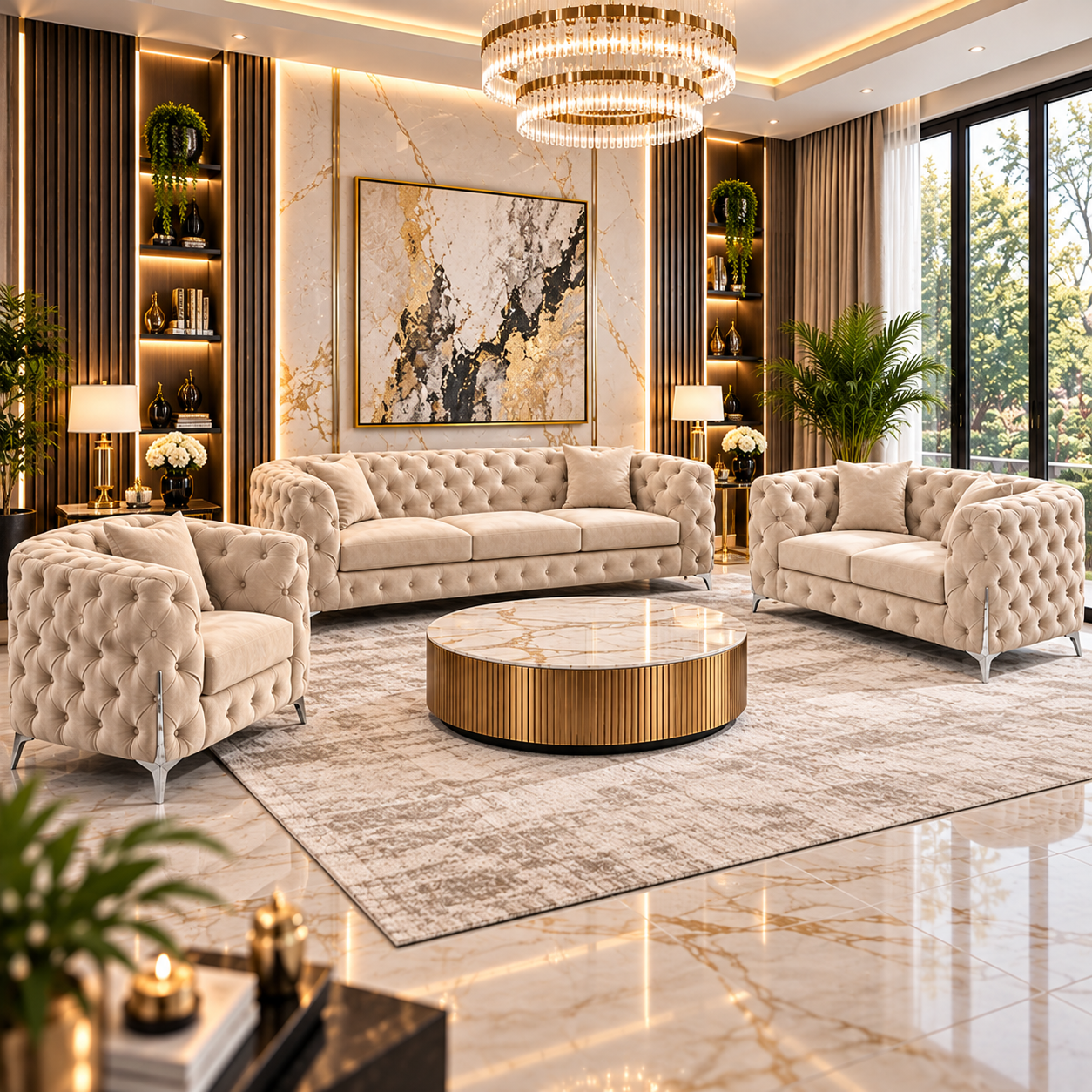 Dorevane Grand Chesterfield 3+2+1 Sofa Set