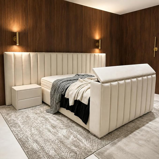Titan Hotel Style TV Bed Frame with Wide Headboard