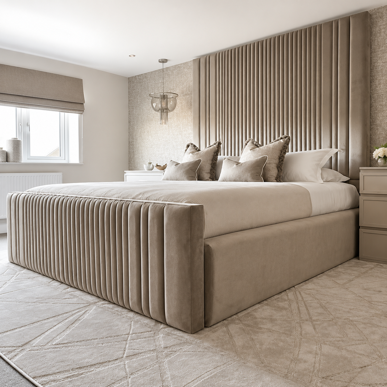 Luxury Split Headboard Line Style Panel Bead Frame