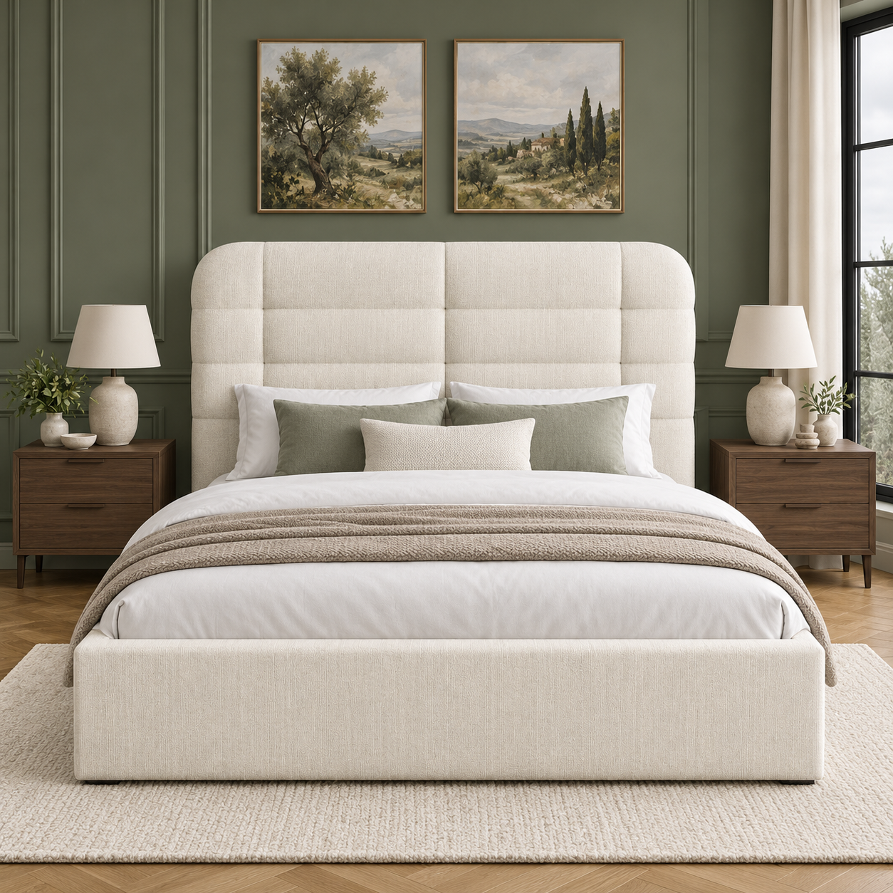 Sheffield Upholstered Grid Panel Bed Frame