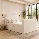 Dolly Premium Boucle TV Bed Frame with Curved Headboard