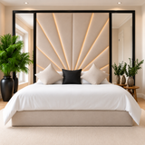 Aurevian Radiance Mirrored Upholstered Bed Frame