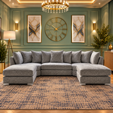 Astoria U-Shaped Sofa In Plush Velvet Fabric