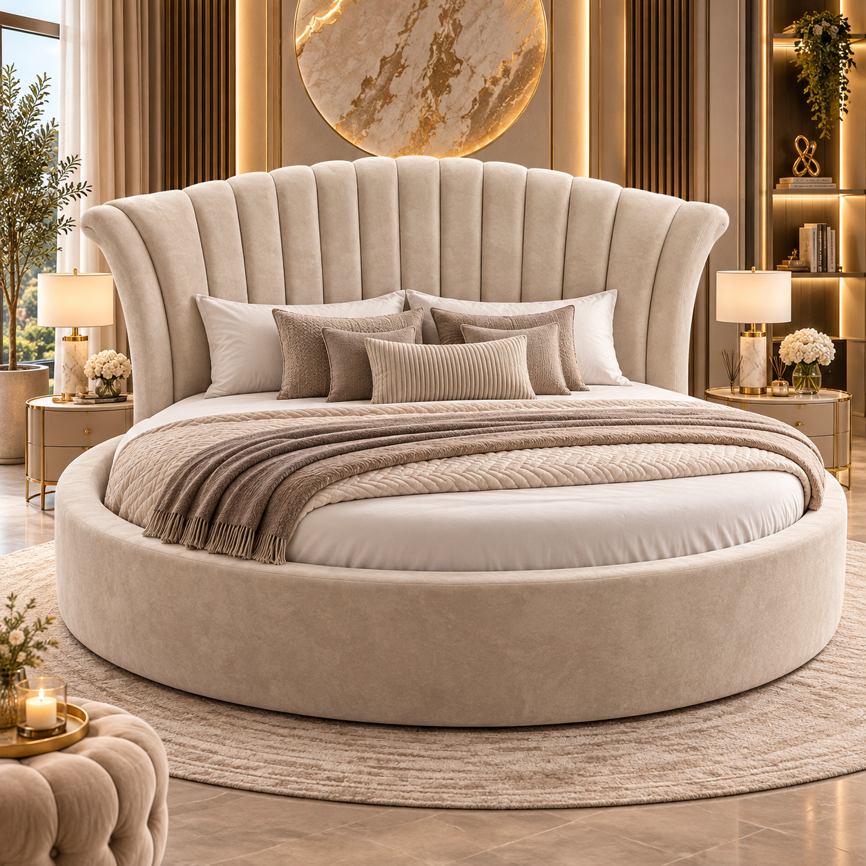Seraphina Scalloped Round Plush Bed