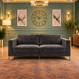 Bellini 2 Seater Lounge Sofa in Charcoal Plush Velvet Fabric