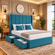 Emelia Luxury Vertical Panel Winged Headboard Divan Bed with Storage