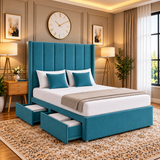 Emelia Luxury Vertical Panel Winged Headboard Divan Bed with Storage