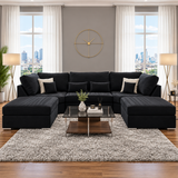 The Cadence U-Shaped Lounge Sofa In Plush Velvet Fabric