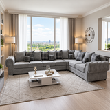 The Regent L-Shaped Modern Sofa In Plush Velvet Fabric
