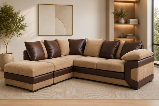Amara Corner Sofa Jumbo Cord Suite Set With Footstool Left & Right Hand Chaise