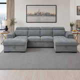 Alaya U Shape Corner Sofa Bed in Grey